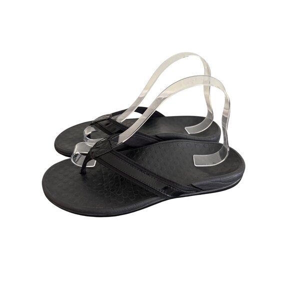 Vionic Womens Tide Black Leather Orthopedic Sandals Comfortable Arch Support - Picture 3 of 6
